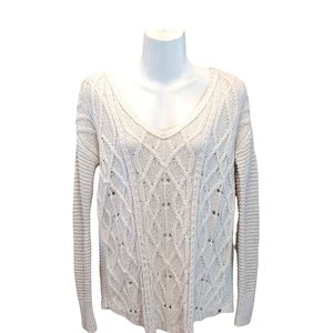 American Eagle Outfitters women's soft cream knit long-sleeved casual sweater XS